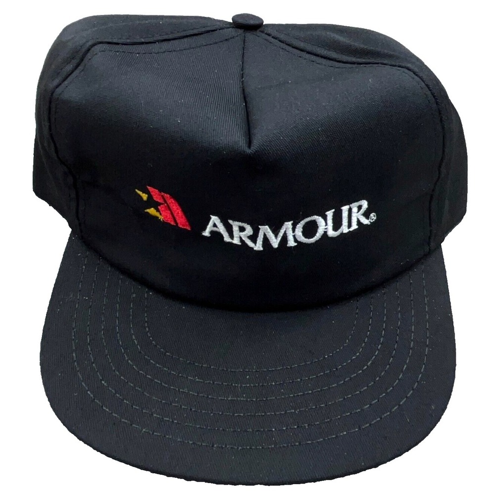 Vintage Armour Trucker Hat Cap Snapback Black 80s 90s USA Canned Meats Food